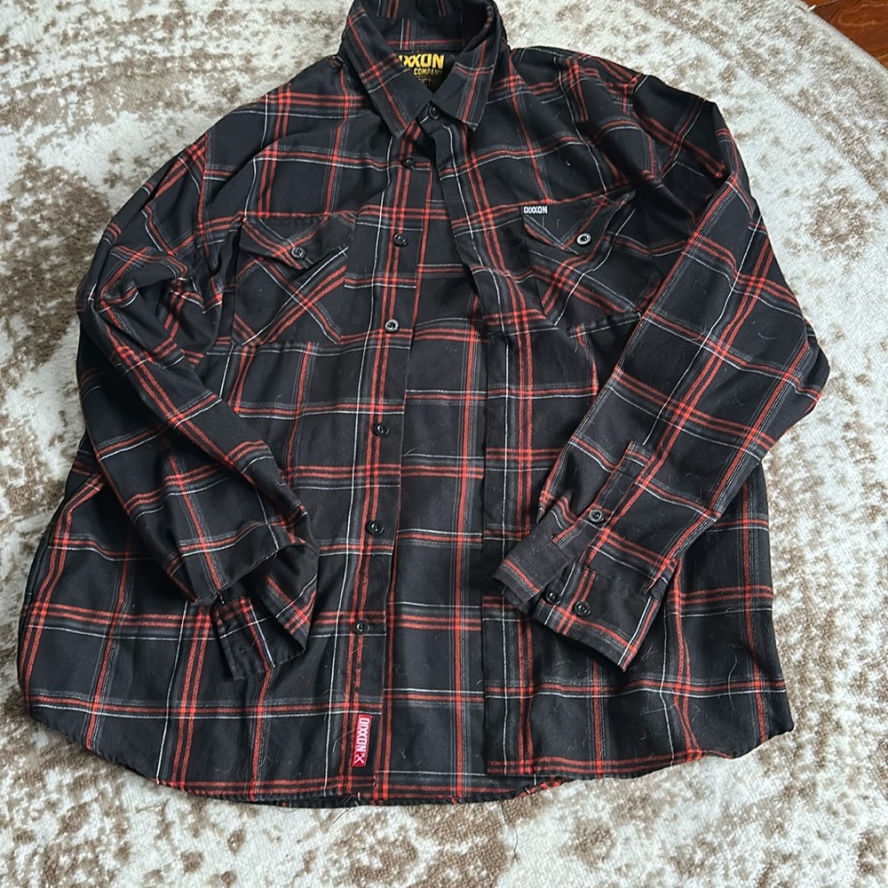 Dixxon Flannel Company black and orange check size xl